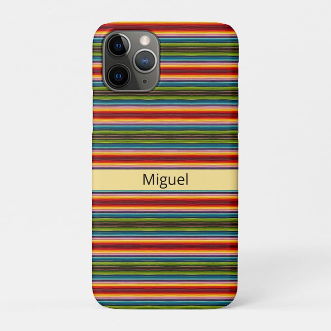 Boho Mexican Serape Stripes Custom Name Case-Mate iPhone Case (Back)