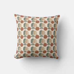 Boho Mid-Century Modern Terracotta & Sage Green Cushion