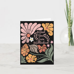 Boho mind own motherhood retro floral mothers day card