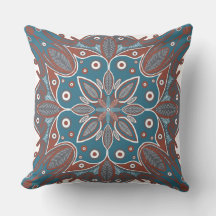 Boho Minimal Mandala Hand-Drawn Rust Teal