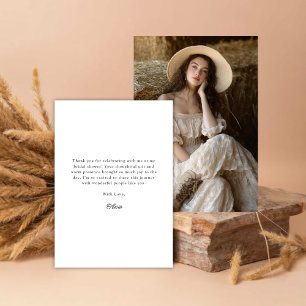 Boho Minimal Modern Bridal Shower Photo Thank You Card