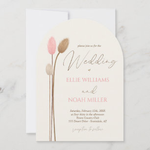 Boho Minimal Pampas Grass Wedding Invitation