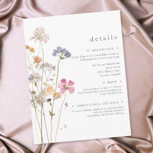 Boho Minimal Pressed Wildflower Botanical Wedding Enclosure Card