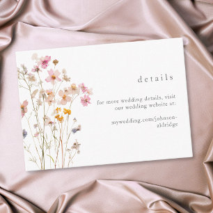Boho Minimal Pressed Wildflower Botanical Wedding Enclosure Card