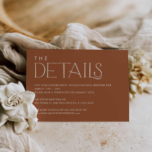 Boho Minimal Wedding Details Enclosure Card