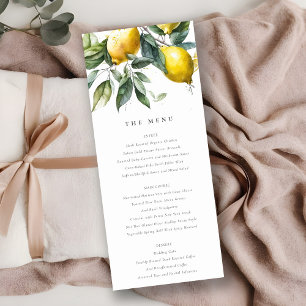 Boho Minimal Yellow Lemon Garden Wedding Menu Card