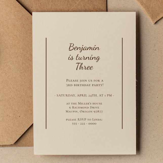 Boho Minimalist Any Age Birthday Party Invitation (Creator Uploaded)
