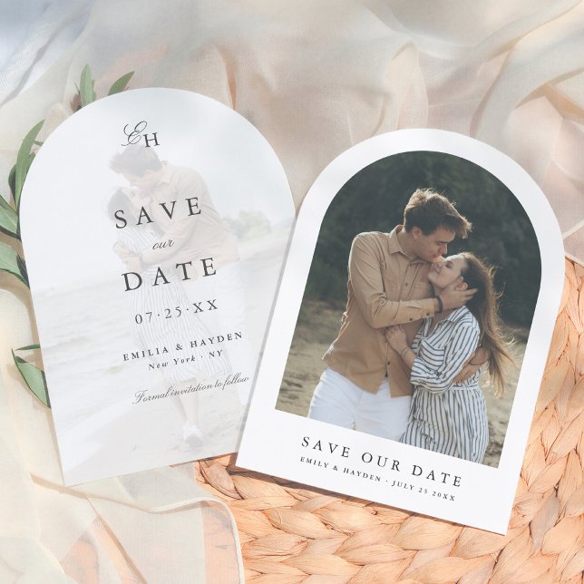 Boho Minimalist Arch Simple Photo Wedding Save The Date (Creator Uploaded)