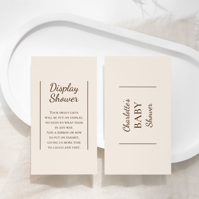 Boho Minimalist Beige Baby Shower Display Shower Enclosure Card (Creator Uploaded)