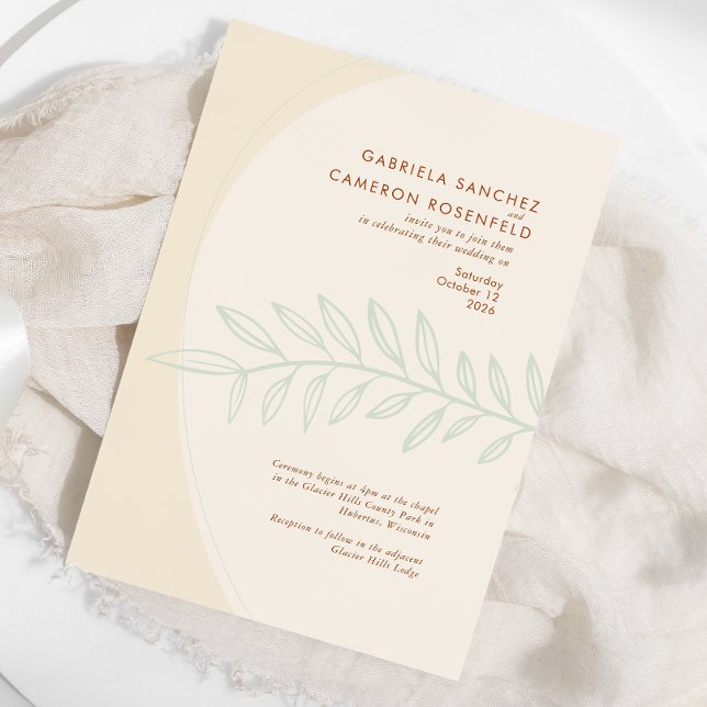 Boho Minimalist Beige Botanical Wedding Invitation (Creator Uploaded)