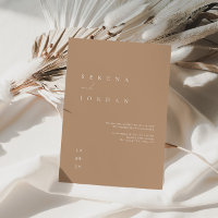 Boho Minimalist Beige Tan Wedding Invitation