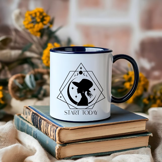 Boho Minimalist Black and White Lady Boss  Mug (start today lady boss mug)