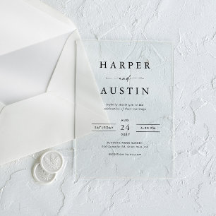 Boho Minimalist Black & White Wedding Acrylic Invitations