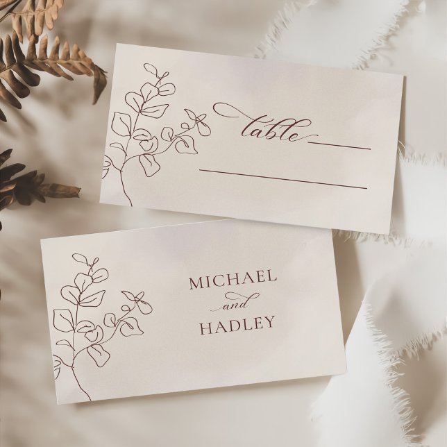 Boho Minimalist Botanical Floral Wedding  Place Card (Creator Uploaded)