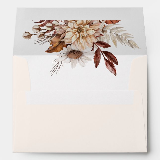 Boho minimalist botanical ivory fall wedding  envelope (Back (Bottom))