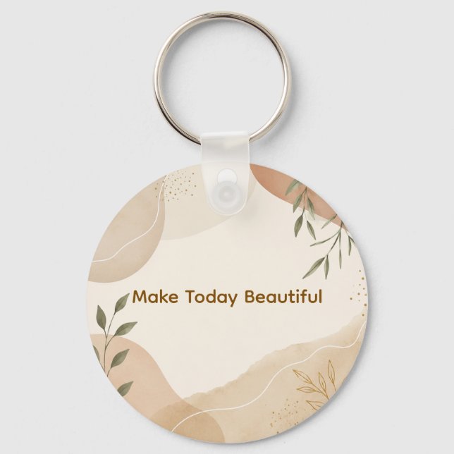 Boho Minimalist Botanical Keychain – Make Today Be (Front)