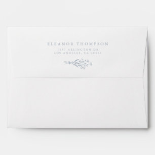 Boho Minimalist Botanicals Dusty Blue Wedding Envelope