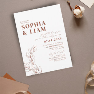 Boho Minimalist Botanicals Terracotta Wedding Invitation