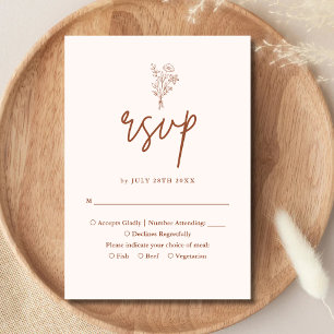 Boho Minimalist Botanicals Terracotta Wedding RSVP Card