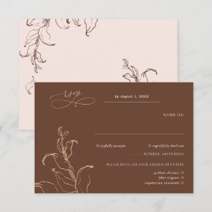 Boho Minimalist Botanicals Terracotta Wedding RSVP Card