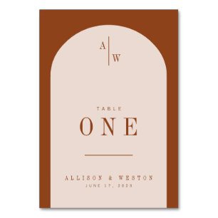 Boho Minimalist Burnt Orange Wedding Table Numbers