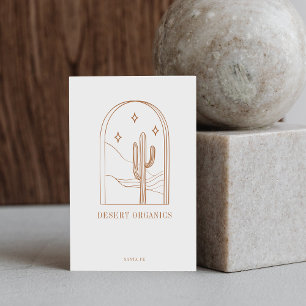 Boho Minimalist Cactus Line Art Logo Terracotta Business Card