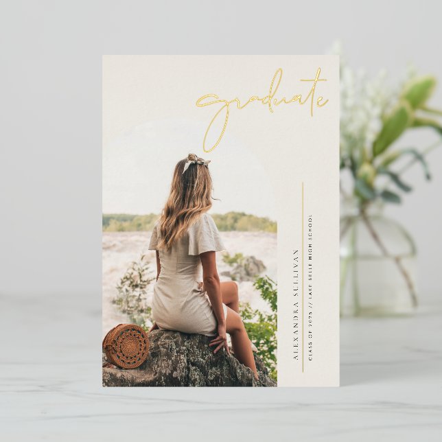 Boho Minimalist Calligraphy Arch Photo Graduation (Standing Front)