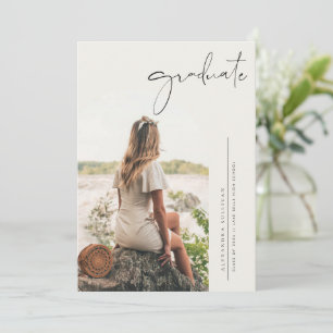 Boho Minimalist Calligraphy Arch Photo Graduation Invitation