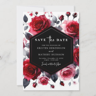 Boho Minimalist Crimson Red Wedding Save The Date