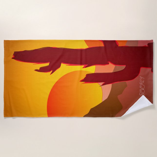 BOHO MINIMALIST DESERT SUNSET GRAPHIC BEACH TOWEL (Front)