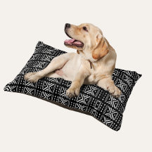 Boho Minimalist Dog Bed - Black Cloth Print