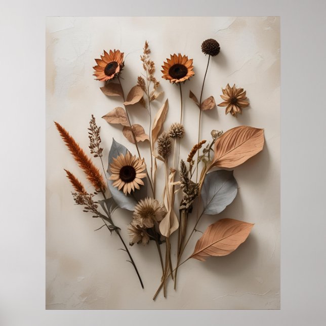 Boho Minimalist Dried Floral Art Print (Front)