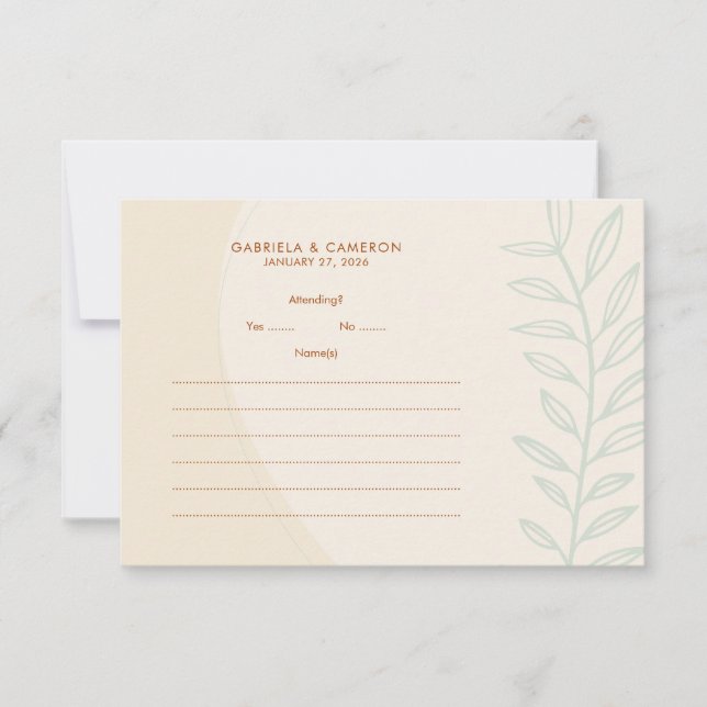 Boho Minimalist Earth Tones Wedding Response Card (Front)