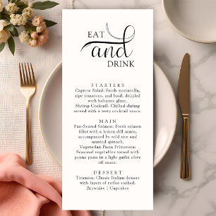 Boho Minimalist Eat and Drink Wedding Menu Cards