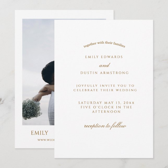 Boho Minimalist EleganT Wedding Invitation  (Front/Back)