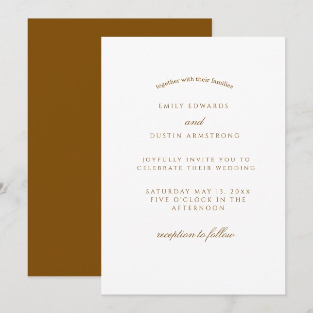 Boho Minimalist EleganT Wedding Invitation  (Front/Back)