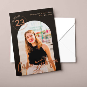 Boho Minimalist Graduation Photo Announcement Card