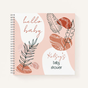 Boho Minimalist Hello Baby Shower Blush Guest Book