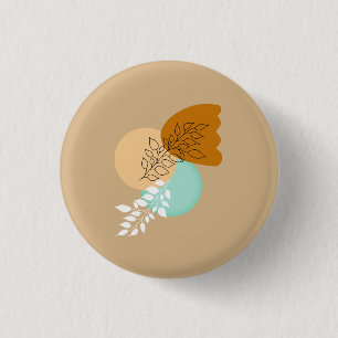 BOHO MINIMALIST LEAVES 3 CM ROUND BADGE