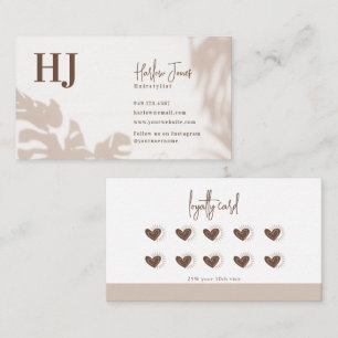 Boho Minimalist Monstera Leaf Shadow Loyalty Business Card