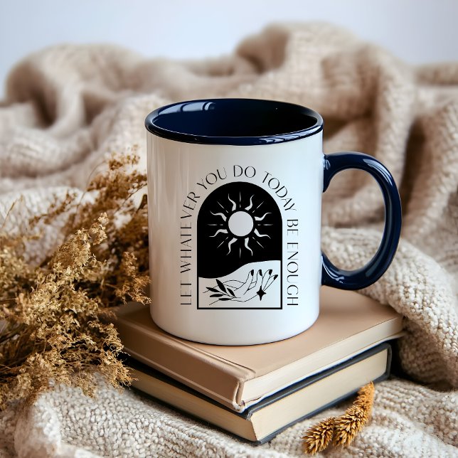 Boho Minimalist Moon Black and White Affirmation Mug (Boho Minimalist Moon Black and White Affirmation Mug)
