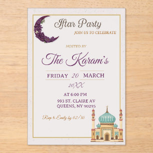 Boho  Minimalist Mosque Ramadan Iftar Party  Acrylic Invitations