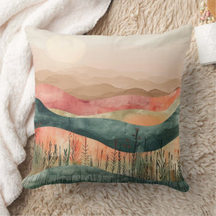 Boho Minimalist Mountain - Earthy Nature-Inspired Cushion