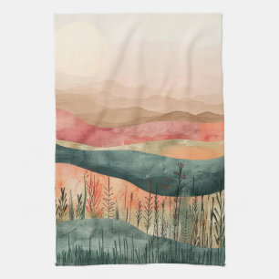 Boho Minimalist Mountain - Earthy Nature-Inspired Tea Towel