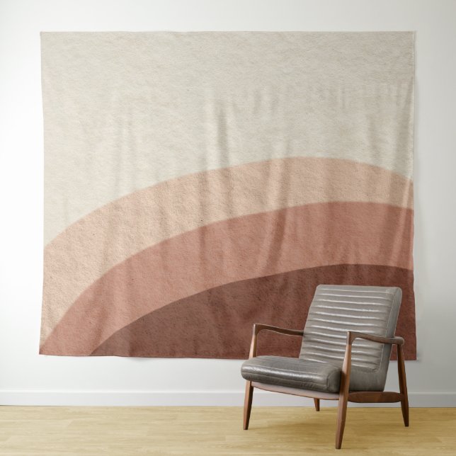 Boho Minimalist Natural Beige Stone Tapestry (In Situ (Horizontal))