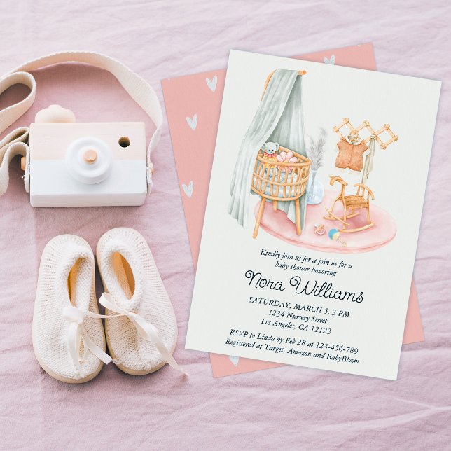 Boho Minimalist Nursery Girl Baby Shower  Invitation (Creator Uploaded)