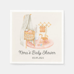 Boho Minimalist Nursery Girl Baby Shower Napkin