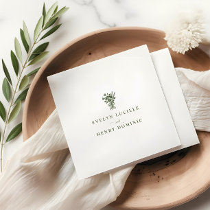 Boho Minimalist Olive Green Wedding Party Napkin