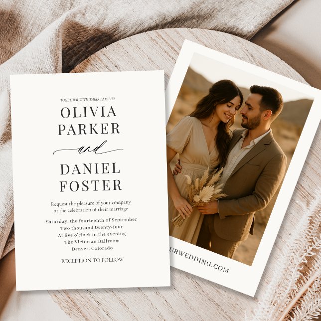 Boho Minimalist Photo Wedding  Invitation (Creator Uploaded)