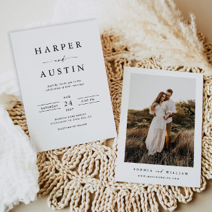 Boho Minimalist Photo Wedding Invitation